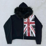 ROADVIBE Retro Y2K Ins Karuskraega Prinditud T&otilde;mblukuga Dressipluus Pikkade Varrukatega Pullover Kapuutsiga T&auml;navatrend Vabaaja Retro Jakk M must