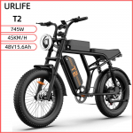 URLIFE T2 Elektriratas 45KM/H 500W Mootor 48V/15.6AH Aku V&auml;litingimustes M&auml;gi E-ratas 20*4.0 Tolli Maastikurehv Valge LCD-ekraaniga Elektriline Jalgratas T2 Black 45KM/H must