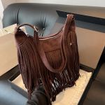 Tassel Design naiste hulkur kott Moe trendi k&auml;ekott Seemisnahast &otilde;last rist keha Ostukott Vintage reisikotid 27x7.5x26cm kohv