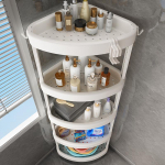 Vabaltseisev nurgeline vannitoariiul - Mitmekihiline hoiuriiul tualeti- ja du&scaron;iruumi vahede jaoks 2-Layer Large Triangle Shelf with Hooks