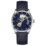 HAMILTON Jazz seeria automaatne mehaaniline liikumine 50 meetrit veekindel meeste k&auml;ekell 42 mm sinise sihverplaadiga roostevabast terasest korpus veisenahast rihm H32705640 sinine