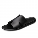 2024 Meeste avatud varba libisevad veisenahast sandaalid - Suur suurus Rannasussid Size 38 must