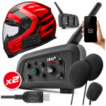 Mootorratturite intercom Ejeas V6 Pro+ Plus 2 kiivrit USB-C Bluetooth Rakendus