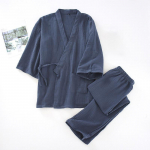 2026 Jaapani Kimono Komplekt 100% Puuvillane Pidžaama Kaheosaline Paar Yukata Vaba Meeste Higistamis&uuml;likond Koduteenuse Komplekt M