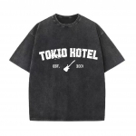 Retro pestud vintage T-s&auml;rk Rockib&auml;ndi Tokio Hotel Kaulitzi T-s&auml;rk Meeste mood Vabaaja pusa dressipluus Mehed Naised T-s&auml;rk S