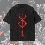 Happega pestud Berserk tr&uuml;kiga T-s&auml;rk Meestele Naistele Jaapani Anime &Uuml;lem&otilde;&otilde;duline Streetwear Harajuku Suvine L&uuml;hikeste varrukatega Puuvillane Naiste Meeste R&otilde;ivad S mitmev&auml;rviline