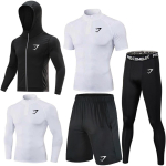 Enimm&uuml;&uuml;dud meeste GYMSHARK kiirkuivav polos&auml;rk ja l&uuml;hikeste p&uuml;kste komplekt: Elastne, Hingav Spordir&otilde;ivad. T&auml;iuslik treeninguks ja jooksmiseks. S white