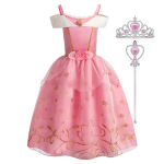 T&uuml;druk printsessi kleit Vestidos Auroro Cosplay kost&uuml;&uuml;m Laste Halloweeni Cosplay S&uuml;nnip&auml;evapeo Vestido R&otilde;ivad 2-10 aastat 5-6T(130) pink