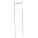 Redeli-r&auml;tikuhoidja &uuml;lemise riiuli ja 4 latiga Vannitoa r&auml;tikuhoidja seinale toetamiseks 43x20x151 cm Valge ja Tamm 43 x 20 x 151 cm