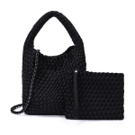 K&auml;sitsi valmistatud veekindel naiste kootud kott - Mitmek&uuml;lgne, elegantne &otilde;la- ja crossbody disain vabaaja kandmiseks must