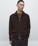 Massimo Dutti puuvillane punutud lukuga kampsun Brown/Free black