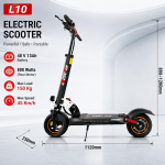 800W V&otilde;imas Elektriroller 48V 13Ah Maksimaalne Kiirus 45km/h Pikk S&otilde;iduulatus 10'' Rehvid Kahekordse Amortisaatoriga Kokkupandav E-t&otilde;ukeratas T&auml;iskasvanutele L10-1-TT