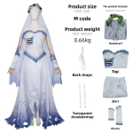 Surnud pruudi Emily Cosplay kost&uuml;&uuml;m Halloweeni jaoks Lavaesituseks Pehme kangas Naistele 2XL white