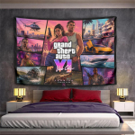 GTA Vice City Leonida tegelaste kollaaž seinavaip Grand Theft Auto kuue m&auml;ngu kunst m&auml;nguri tuppa &uuml;hiselamusse eluruumi kaunistamiseks 180x230cm(70x90in)