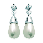 Les Tr&eacute;sors De Lily [F0314] - H&otilde;bedased k&otilde;rvar&otilde;ngad 'Perla' H&otilde;bedased valged (roodiumiga kaetud) - 14x6 mm valge