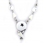 NOA [G0518] - Collier Cr&eacute;ateur 'Nuit Etoil&eacute;e' blanc ivoire valge