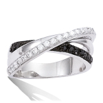 Bague Argent 'Romy' noir blanc (rhodi&eacute;) - 8 mm 56 must