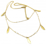 Les Tr&eacute;sors De Lily [P7869] &ndash; Disainterasest kaelakee 'Boho' valgest kullast - 12x4 mm valge