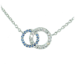 Les Tr&eacute;sors De Lily [Q1082] - Collier argent 'Sissi' bleu blanc argent&eacute; (rhodi&eacute;) - 15x11 mm h&otilde;be