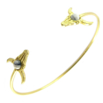 7bis [Q1469] &ndash; kuldne valge Boho k&auml;sitsi valmistatud k&auml;ev&otilde;ru (piisoni pealuu) &ndash; 62 mm 14x13 mm valge