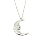 7bis [Q6149] - Collier artisanal 'Au Clair de Lune' argent&eacute; - 18x15 mm h&otilde;be