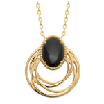 Les Tr&eacute;sors De Lily [R1146] - Collier Plaqu&eacute; Or 'Cl&eacute;opatra' noir dor&eacute; (agate noire) - 23x20 mm must