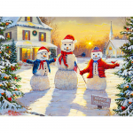 T&auml;isruudu puur Teemantmaaling 5d h&auml;mar Lumi maastik DIY Mosaiik Teemanttikandid Ristpistes Kolm v&auml;ikest lumememme j&otilde;ulude kodukaunistus kingitus Full Round (20X30CM)