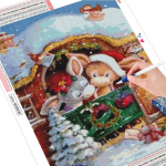 T&auml;isruudukujuline teemanttikandid j&otilde;uluhirve teemantmaaling talvine ristpistes lumemosaiik loom k&auml;sitsi valmistatud kingitus Full Round (20X30CM)