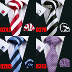 Hi-Tie Meeste triibuline siidist lips &Auml;ripulmakaelalips Hanky ​​mansetin&ouml;&ouml;bid 0242