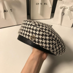 Little Fragrance Houndstooth Barett Naine Briti Retro Kaheksanurkne M&uuml;ts Korea Moemaalija Barett M&uuml;ts