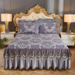 Libisemisvastane soe voodikate Paksendatud talvine voodipesu seelik Kvaliteetne kristallist sametvoodi seelik Padjap&uuml;&uuml;rid Kolmeosaline komplekt 150*200cm