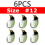 Bimoo 6PCS #10 #12 CDC Feather Hackle Nymph Scud Fly UV Brass Beadhead Wet Bug Worm Forell Fishing Leng Peibutis Kiiresti uppuv