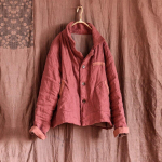 Johnature naiste lahtine vabaaja linane mantel, voodipesu krae, pikkade varrukatega &uuml;hev&auml;rvilised mantlid, kevadn&ouml;&ouml;biga lapilised riided One Size tumepunast v&auml;rvi