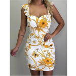 Elegantne bodycon seksikas Naiste kleit naistele 2022 suvine varrukateta tr&uuml;kitud minikleidid naiste r&uuml;&uuml; femme daamid vestidos mujer S valge