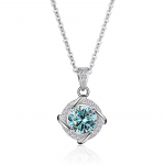 Bague Ringen 1 Ct moissanite ripats kaelakee naistele tippkvaliteediga 100% 925 sterling h&otilde;bedast pulmapeo peened pruudi ehted 45cm sinine