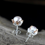 S925 Fashion Classic Cloisonne Burnt Blue Pearl Stud k&otilde;rvar&otilde;ngad