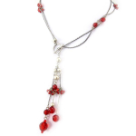 Les Tr&eacute;sors De Lily [R3269] - punane 'Scarlett' kaelakee - 36 cm 10 cm punane