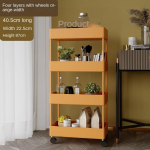 2/3/4 kihiga kitsa vahega hoiurest K&ouml;&ouml;k Vannitoa riiulid Korraldaja Mobiilne &otilde;huke hoiuk&auml;ru koos rattak&auml;ruga S&auml;&auml;stke ruumi 4 layers 40.5*22.5*87cm oranž