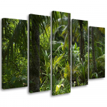 Viieosaline pildil&otilde;uenditr&uuml;kk Forest Trees Nature 100x70 roheline