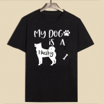 ZIMOXUAN  MY DOG IS A HUSKY  Naljakas kirjatr&uuml;kiga T-s&auml;rk puuvillane lahtine L&uuml;hikeste varrukatega T-s&auml;rk naiste topsidele S valge