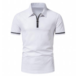 Uus suvine meeste lukuga polos&auml;rk l&uuml;hikeste varrukatega Slim Fit vabaaja T-s&auml;rk S valge