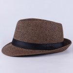 (R&otilde;&otilde;m vali)Klassikaline Panama Hat Unisex Gangster Cap Beach Sun Hat Band p&auml;ikesek&uuml;bar D