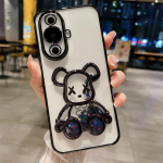 Cartoon Bear Glitter Quicksand &uuml;mbris Huawei Nova 11 Reno 10 9 Pro Mate 60 50 40 30 Pro P60 P40 Pro l&auml;bipaistev plaadistuskaamera kile pehme kate Huawei Nova 11 must