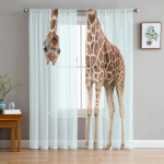 Naljakad kaelkirjak loom valged l&auml;bipaistvad kardinad elutuppa &Scaron;ifoon Voile kardin Magamistoa T&uuml;llkardinad Aknakatted 1 PCS W300XH250cm