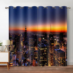 New Yorgi kardin elutoa jaoks Luksuslikud pilvel&otilde;hkujad Aknakardinad Sild ja tornid P&auml;ikeseloojanguvaatega Pimendavad aknakatted W53.5 X H114cm X 2