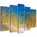 Viieosalise pildiga l&otilde;uenditr&uuml;kk Grass Sea Beach 100x70 mitmev&auml;rviline
