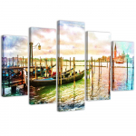 Viieosalise pildiga l&otilde;uendiprint Veneetsia Gondolas Itaalia 100x70 mitmev&auml;rviline