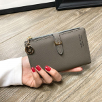 Br&auml;ndi nahast naiste rahakott sidur Trendikas lihtne l&uuml;hike t&otilde;mblukuga rahakott rihma pandlaga naiste rahakottide kaardihoidja hall