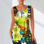 Naiste moodsad V-kaelusega s&auml;rgid vabaaja topid Naiste T-s&auml;rgid, 3D uhked lilledega prinditud vest Suures suuruses varrukateta pluusiga mantlid XS sinine