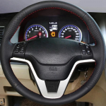 Kohandatud auto rooliratta punutise kate Mugav 100% sobib Honda CRV CR-V 2007 2008 2009 2010 2011 auto interj&ouml;&ouml;ri jaoks Black Thread